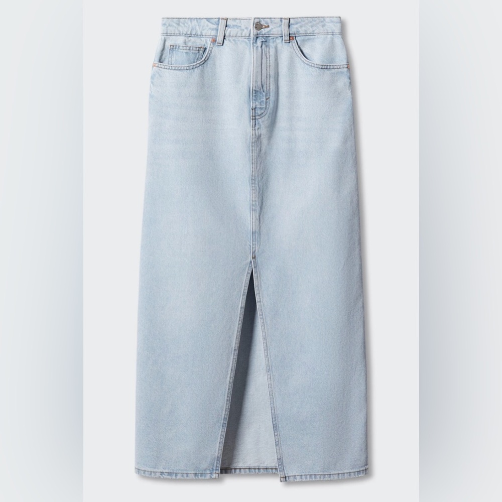 Mango denim long skirt with slit (size small)